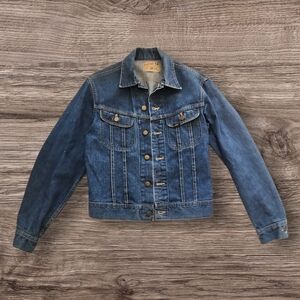 Vintage 1970s Lee‎ Sanfor Set Denim Jacket Patched